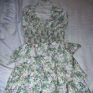 SHEIN Floral Mini Dress - Green and Pink